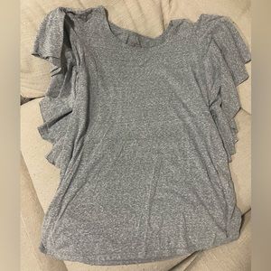 Grey maternity flutter sleeve shirt
